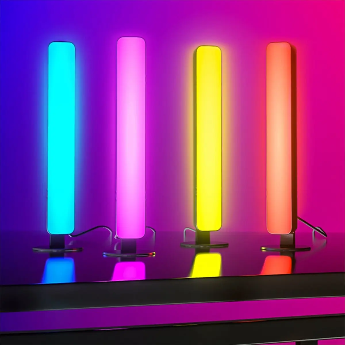 2PCS RGB Pickup Light Music Rhythm Light Bar Rechargeable Desktop Light for Game Room Decor, Party Atmosphere Light