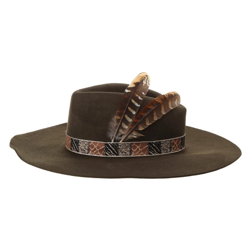 

Wool Cowboy Fedora Hat for Men Adult Stage Performances Hat Theme Party Masquerade Dress Up Costume RolePlay Hat
