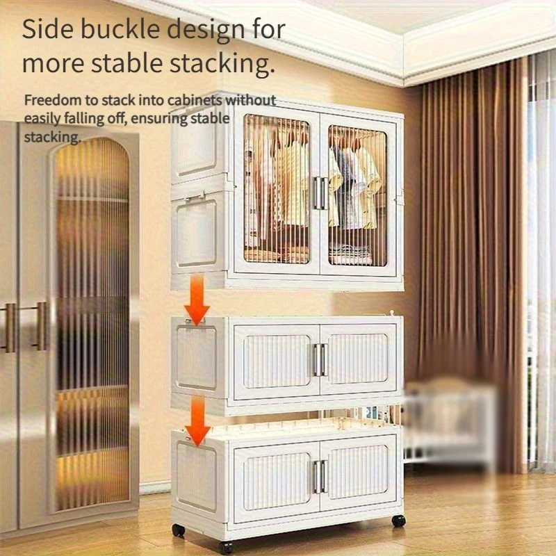 خزانة ملابس قابلة للطي، سعة كبيرة، تخزين قابل للطي، منظم متعدد الوظائف، سهل التجميع، منظم ملابس متنقلة #5