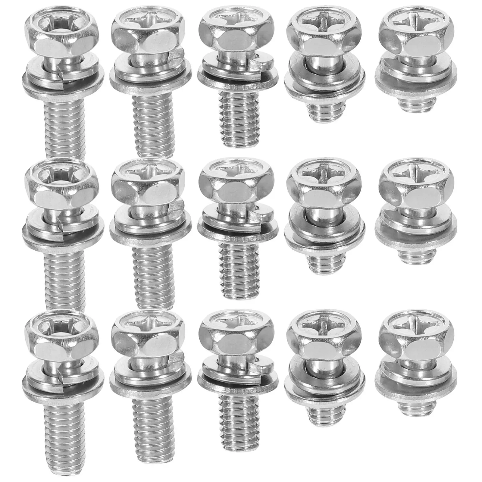 1Set Stainless Steel Battery Terminal Bolts Motorcycle Bolt Kit High Strength Rustproof Cross-Slot Hex Bolts Nuts Washers