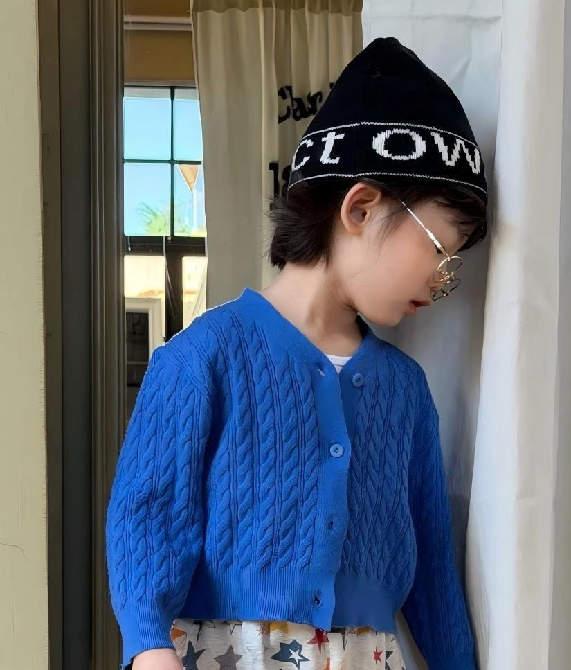 

Childrens Top 2026 Spring New Korean Knitting Fried Dough Twists Cardigan Casual Daily Fashion Versatile Wear