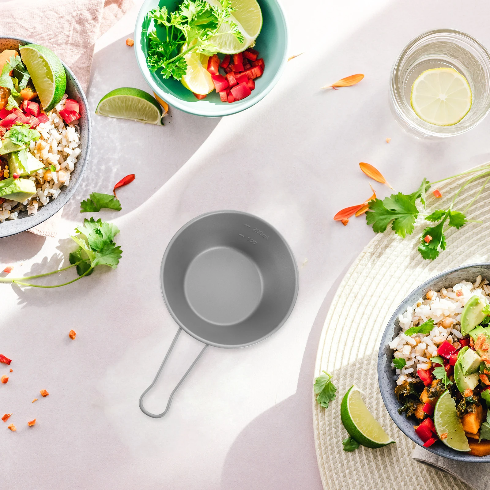 

Portable Camping Bowls Salad Backpacking Handle Mixing Dessert Stainless Steel Kitchen Pasta Snack Rice Tea Cereal Durability