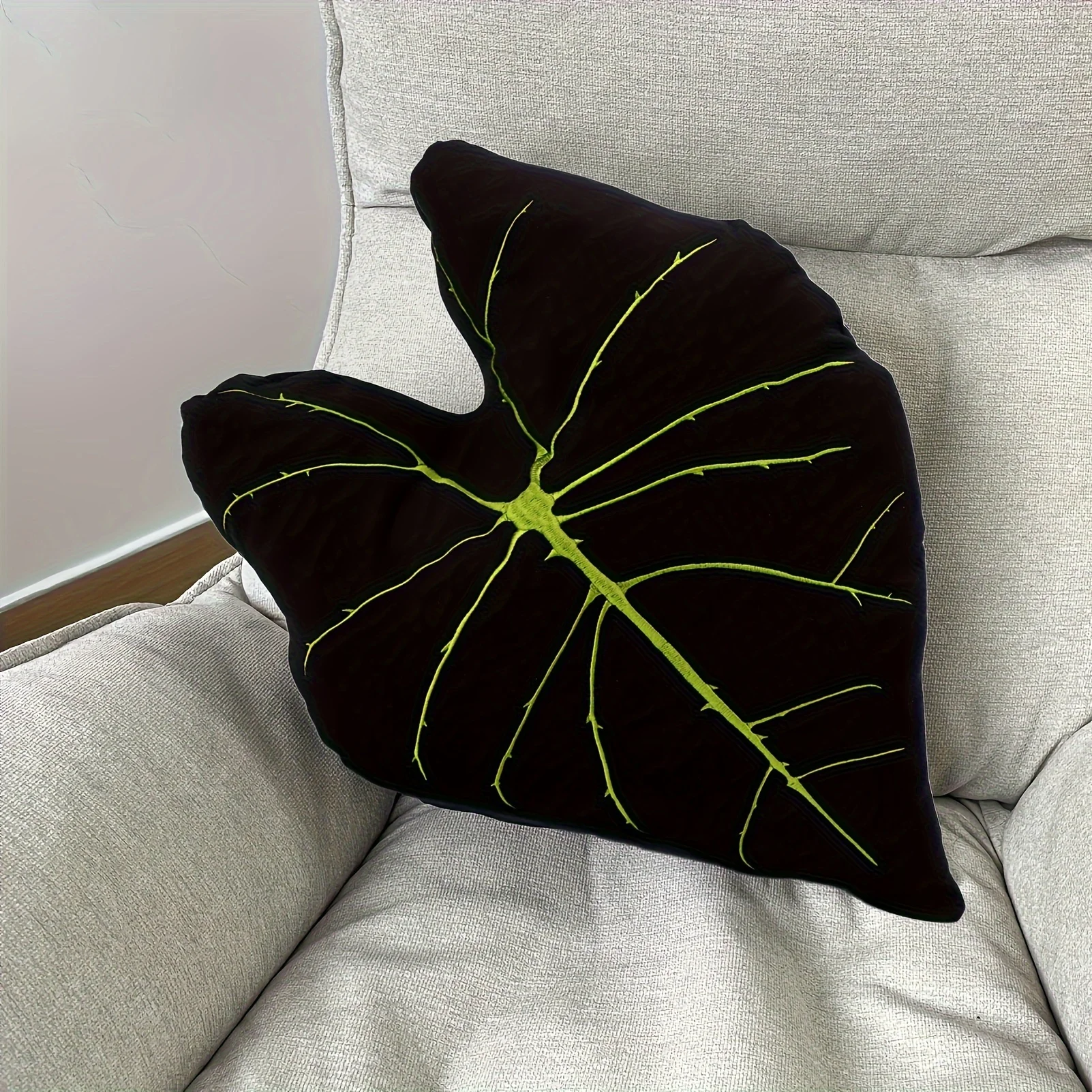 A Five Style Velvet Leaf Pillow 3D Three-Dimensional Turtle Back Bamboo Deep Forest Sofa Living Room Home Plant Enthusiasts