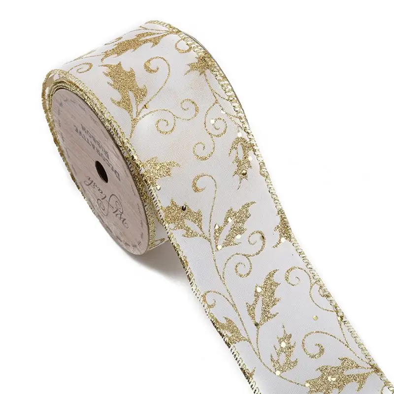 Glitter Snowflake Ribbon Gift Wrapping DIY Craft Bowknot Handicraft Accessory for Handmade Arrangement Dried Flower