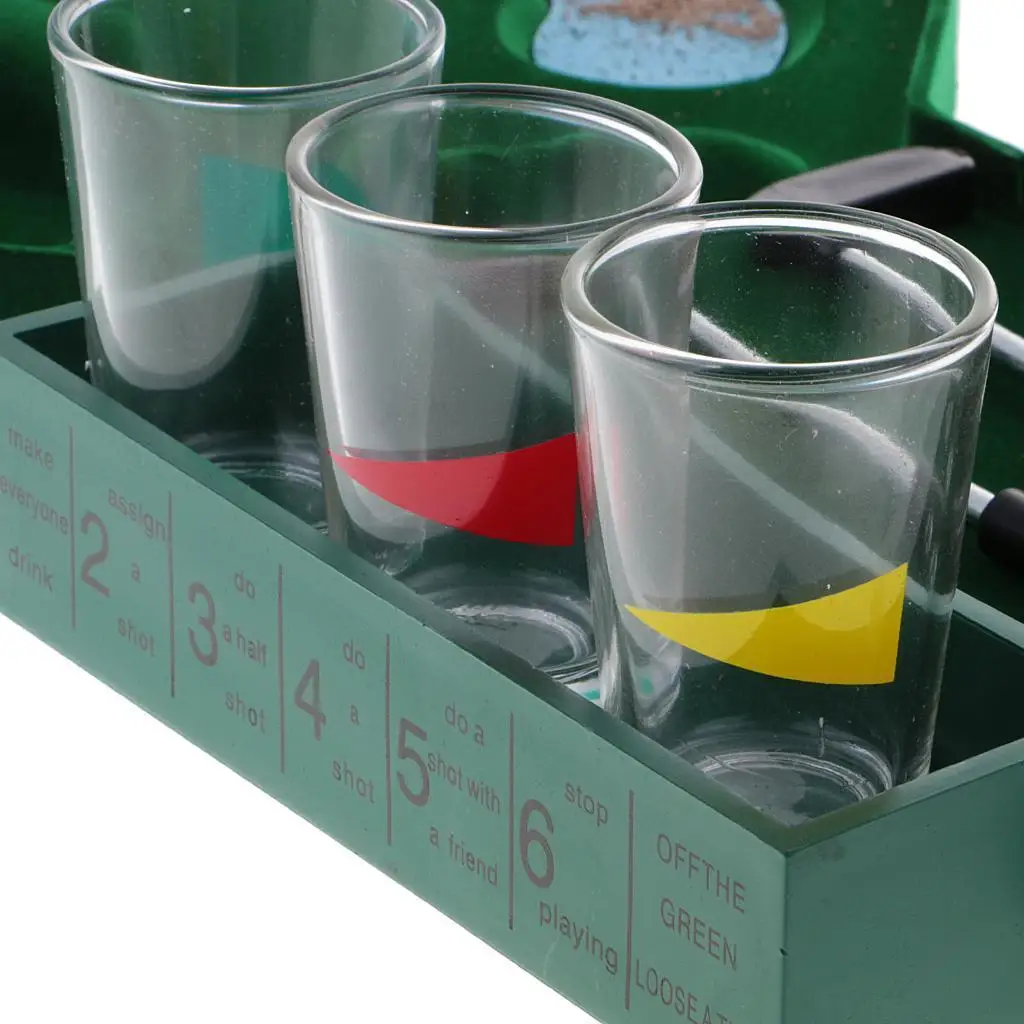 MagiDeal Novelty 1 Set Mini Table Golf Drinking Game Set With Shot Glasses for Family Party Cafe Bar Club Game Gift Green