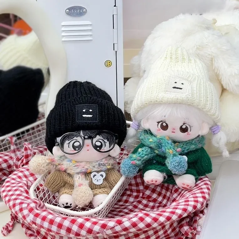 17cm Mini Labubu'S Clothes Cute Knitted Sweater Cotton Doll Hat and Scarf Set Outfit Accessories Labubu Clothes Ropa Labubu