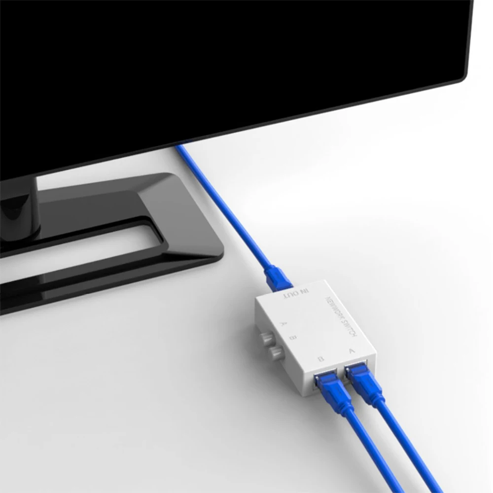Network Switcher Switch Ethernet RJ45 Bidirectional Port Switch Adapter Cable Splitter Connector for Laptop PC Network Sharer