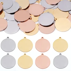 SAUVOO Round Stainless Steel Gold Blank Disc Charms Pendant Tags For Logo Hanging Dog Tag Jewelry Finding Accessories Wholesales