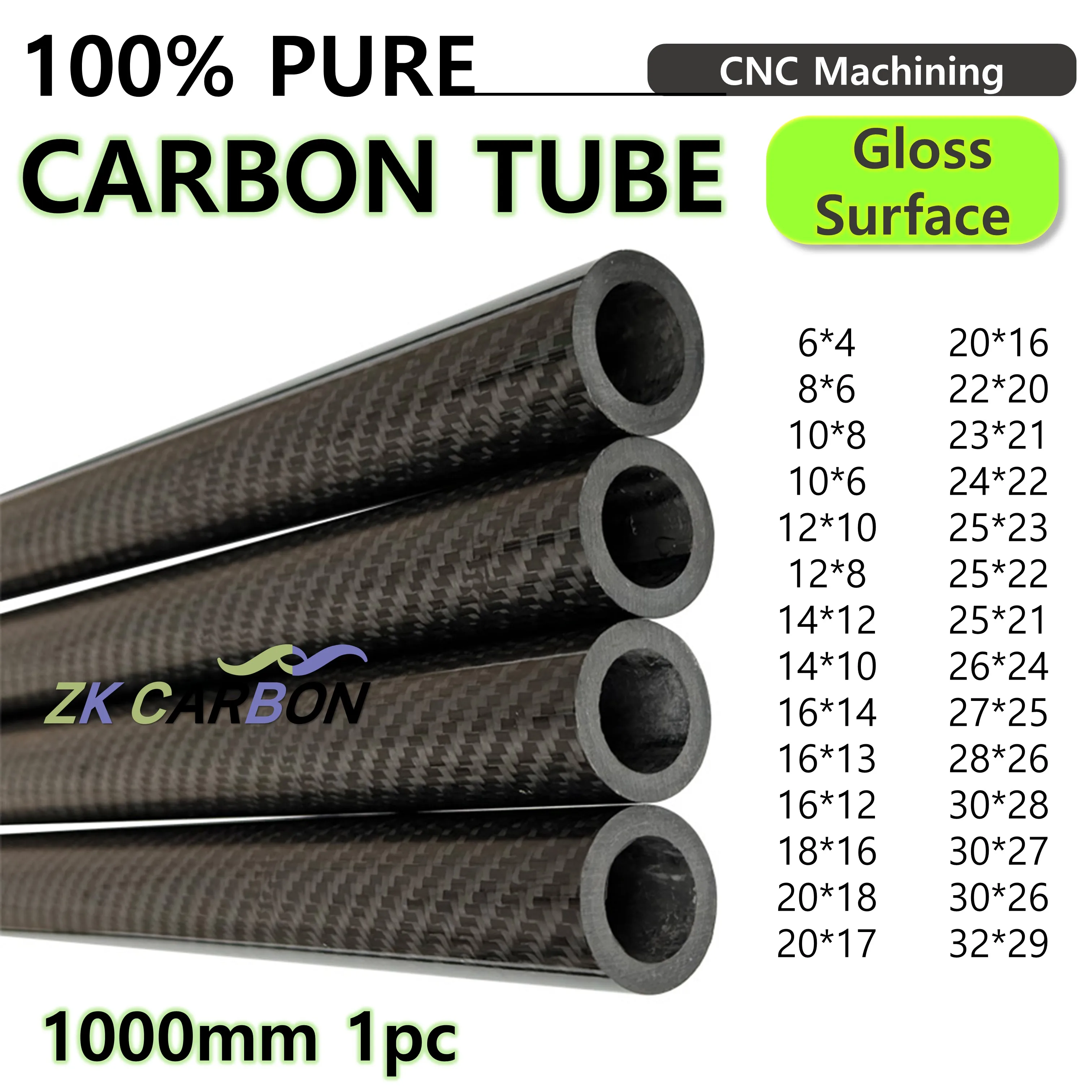 

1 шт. глянцевая саржевая 3K полностью трубка из углеродного волокна, длина 1000 мм, диаметр от 5 мм до 32 мм, карбоновая труба для радиоуправляемой модели самолета, детали для самостоятельного использования