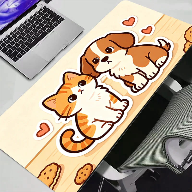 Cartoon Cat and Dog Mouse Pad Large Gamer XXL Keyboard Desk Mouse Mat Carpet rug Rubber Tapis Souris Gaming Notbook Mousepad