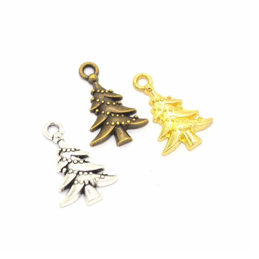 

100 Pcs Alloy Pendant Christmas DIY Pendants Tree Charms for Jewelry Decorative Necklace