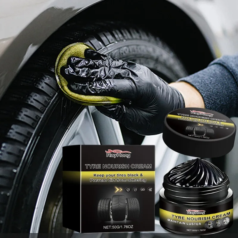 50g Universal Car Tyre Retreading Wax Tire Shine Coating Long Lasting Stain Remover Cleaner Cars Tyre Maintenance Accessories