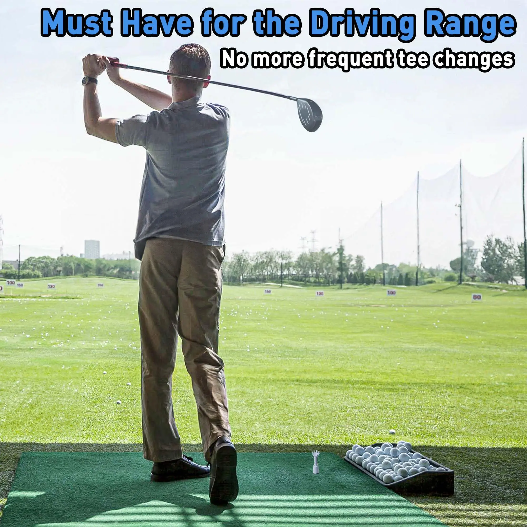 FzcSpeed 2er-Pack verstellbarer Golf-Tee für verschiedene Driving-Range-Distanzen, Golfballhalter aus Gummi für Übungsmatten, Zubehör für das Training in Innen- und Außenbereichen. – Detail 7