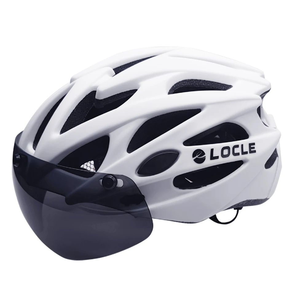 

LOCLE Magnetic Goggles Cycling Helmet Men Women In-mold MTB Mountain Road Bike Bicycle Helmet With Lens Sun Visor