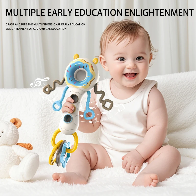Cartoon Bear Astronaut Pull String Montessori Activity Development Silicone Teething Sensory Grip Training Early Educational Toy