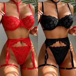 Ensemble de lingerie transparente pour femmes, soutien-gorge sexy 7.0, jarretelles, strings patchwork, sous-vêtements sexy pour dames, olympiques porno