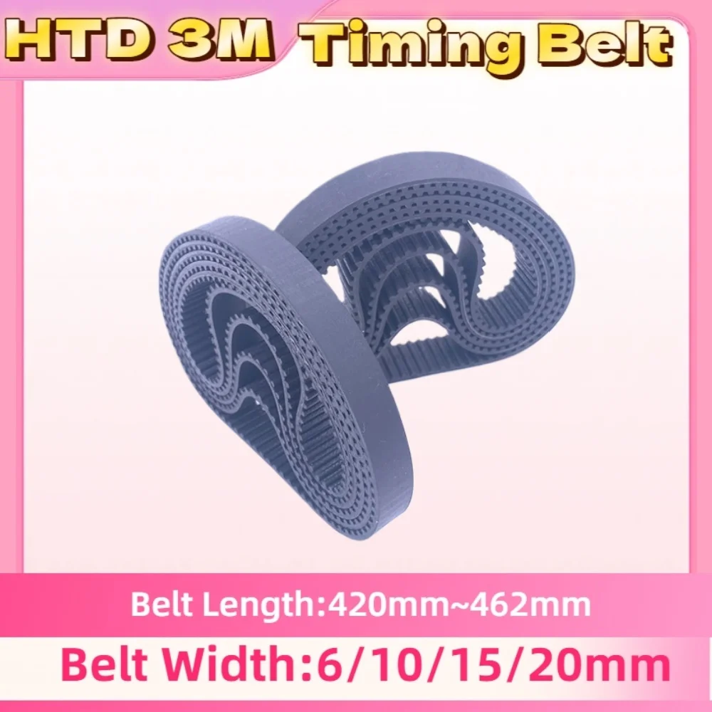 HTD 3M Timing Belt Length 420 423 426 429 432 435 438 441 444 447 450 453 456 459 462mm Belt Width 6~20mm HTD3M Closed Loop Belt