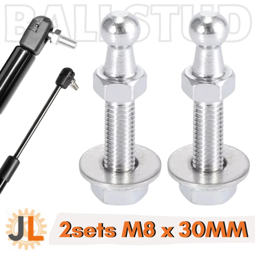 

Qty(2) 30mm M8 Ball Stud Bolt Screw Nut Washer Gas Spring Lift Support Damper Strut Ball Joint Thread Ended Fitting Universal