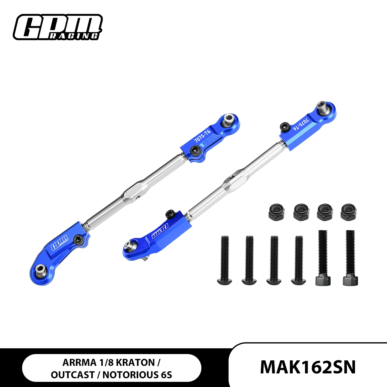 

GPMARRMA 1/8 Kraton Talion Alloy For 7075+SST Adjustable Front Steering Tie Rod