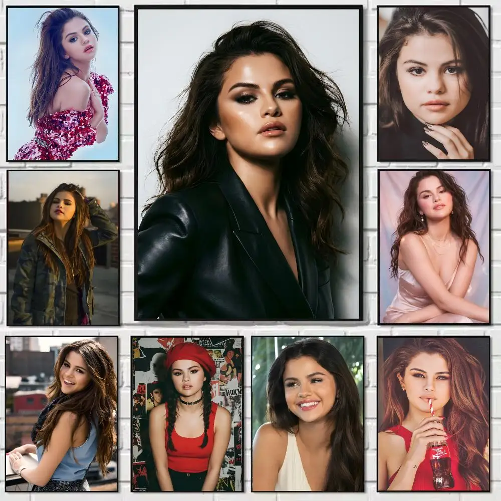 Singer S-Selena Gomez Poster Self-adhesive Art Waterproof Paper Sticker Coffee House Bar Dorm Room Wall Decor