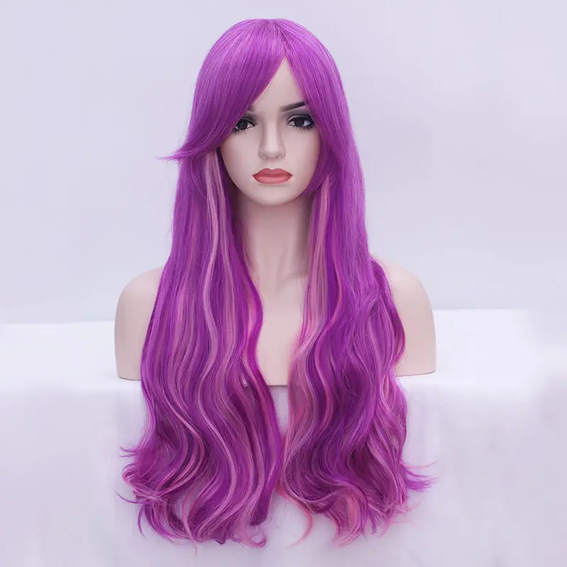 

Women Long Curly Purple Wavy Hair Synthetic Natural Wig