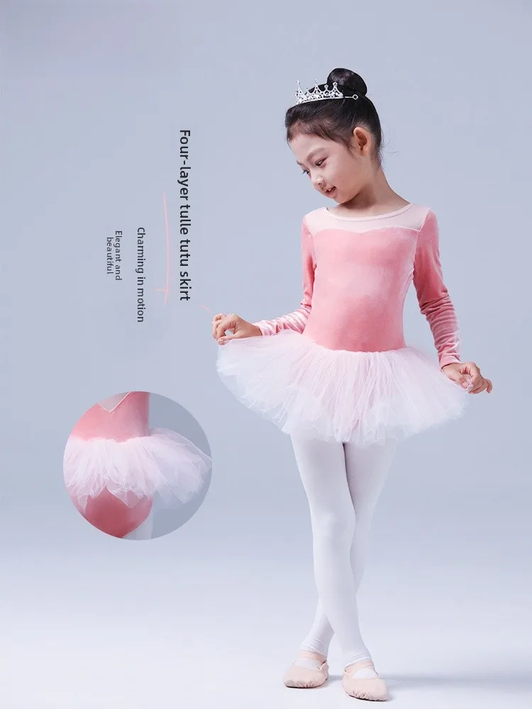 ballet-practice-suit-children's-velour-long-sve-fluffy-skirt-gymnastics-orm-body-apewear-by-bai-wu-dance-academy