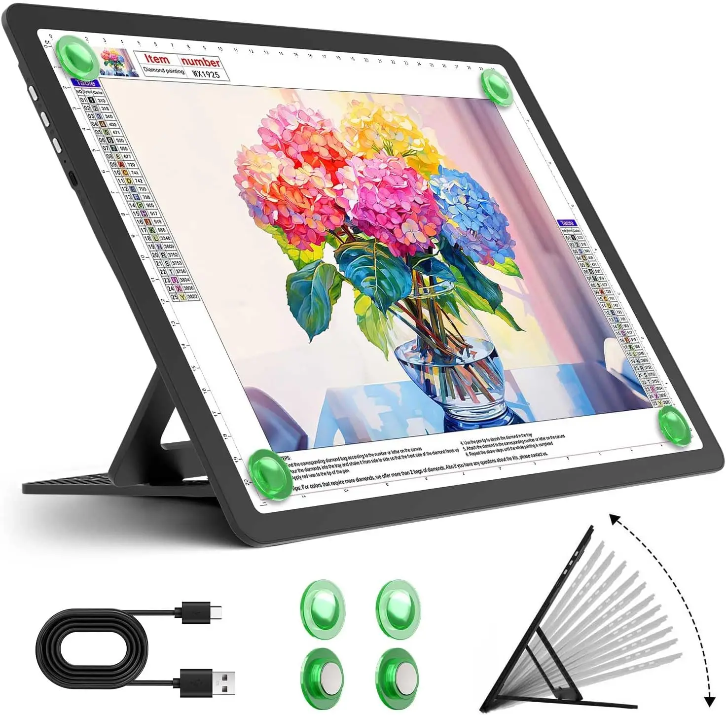 

A4 Light Pad with Built-in Stand, Super Bright Magnetic Light Box for Tracing, Diamond Painting, Sketching, Vinyl Weeding, USB-C
