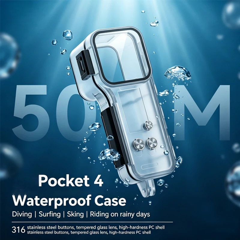 

Dive Case for DJI Pocket 4 Waterproof Housing Cover for for DJI Pocket 4 Diving Case Underwater 50M Dive Shell Accessories ﻿