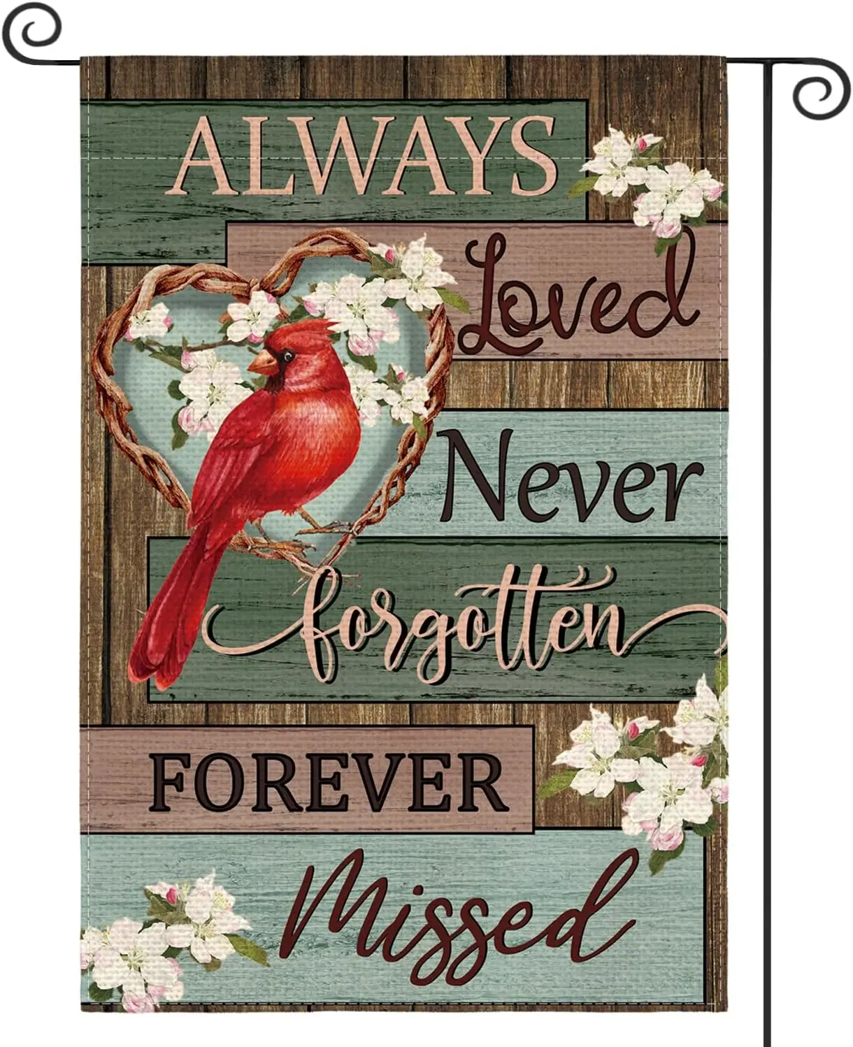 AVOIN colorlife Cardinal Memorial Garden Flag 12x18 Inch Double Sided Outside, Always Loved Never Forgotten Memorial Day Gravesi