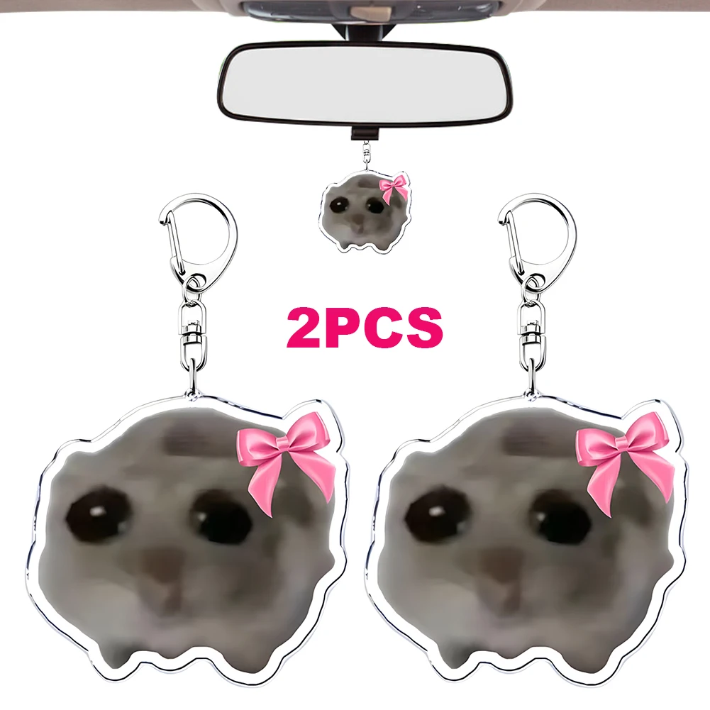 Funny Pendant Keyring I Am Just A Girl Sad Hamster Key Ring Cute Meme Crying Hamster Car Interior Decoration