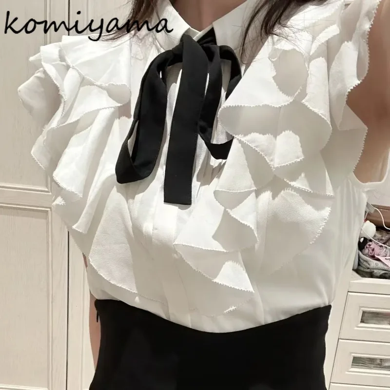 

Bow Lace-Up Woman 2025 Shirts & Blouses Japanese Ruffles Blusas Flying Sleeve Ropa De Mujer Fashion New Camisas Clothing