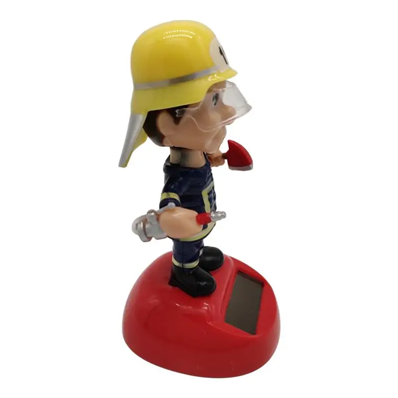 Hot Ideas Solar Powered Fireman Shaking Doll Christmas Children's Gifts Shaking Head Figurine Desktop Car Interior Decoration