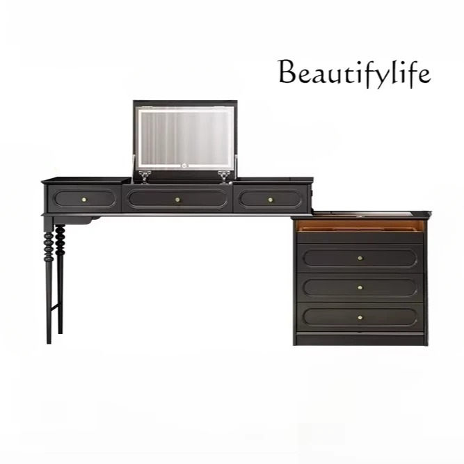 Italian minimalist dresser chest integrated storage bedroom black premium end of bed storage flip cover makeup table