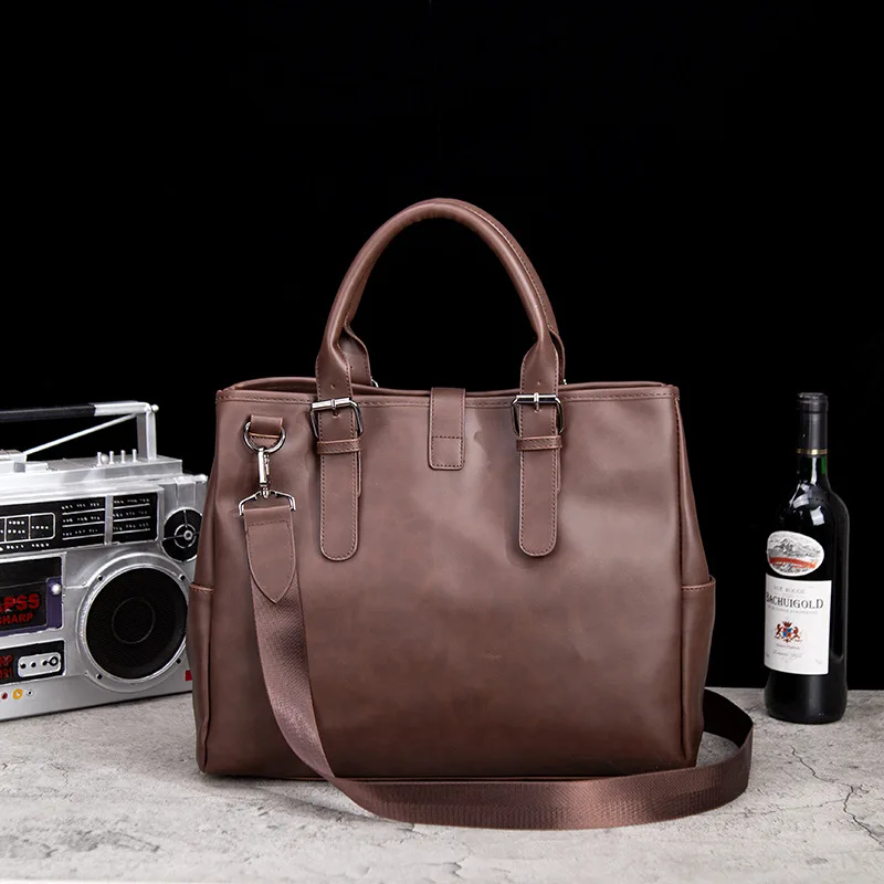 Vintage draagbare aktetas Casual Crossbody Crazy Horse lederen heren horizontale enkele schoudertas Koreaanse stijl trendy heren