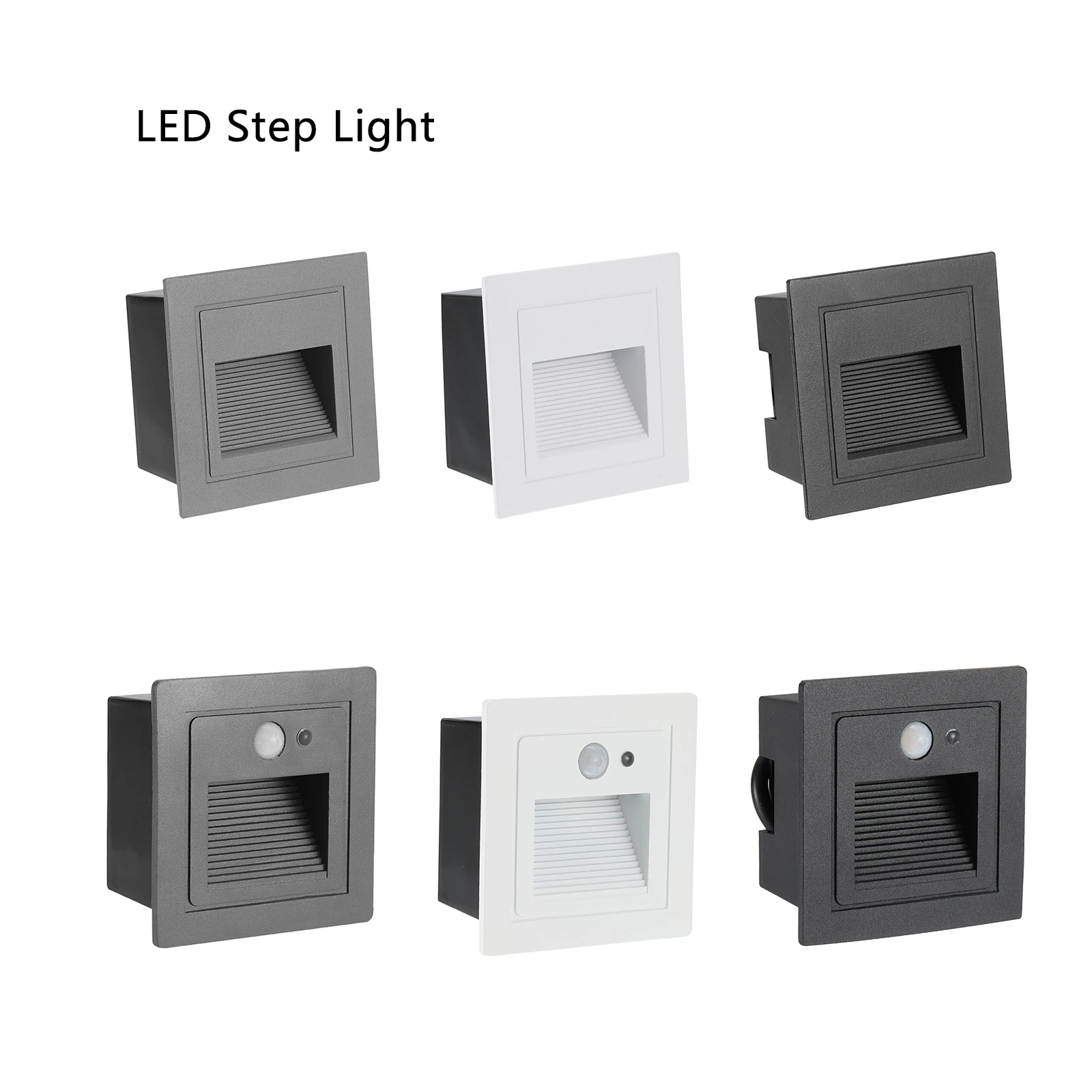 1/2/4Pcs LED Step Light 3W 120V IP65 Waterproof 105lm Recessed Wall Lamps Stair Light Aluminum Stairway Lights Indoor Outdoor