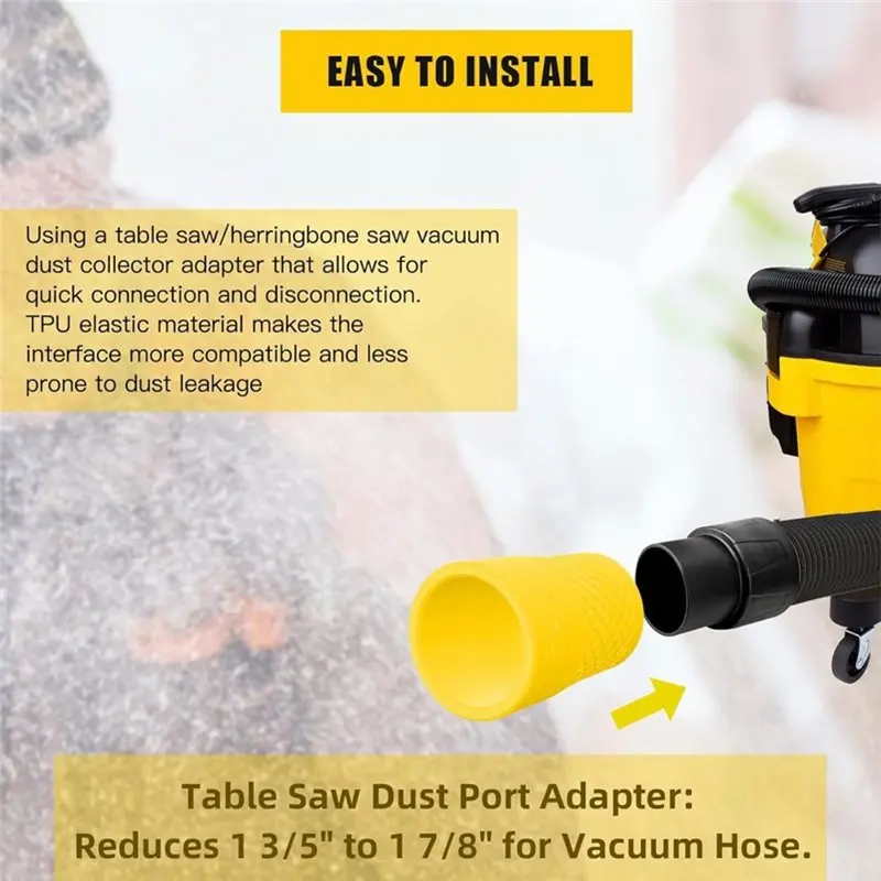 WHYY-Dust Hose Quick Connect Adapter TPU Flexible Material Miter Saw Vacuum For DWV9000, DWE7491RS, DWS779 Universal