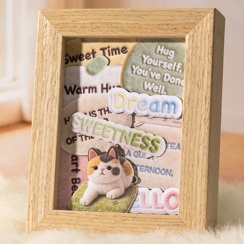 Mr.Paper 30Pcs/Bag Plush Home Series Hard Card Sticker Cute Cat & Home Decor for DIY Journal Scrapbook Dairy Photo Frame Making - view 3