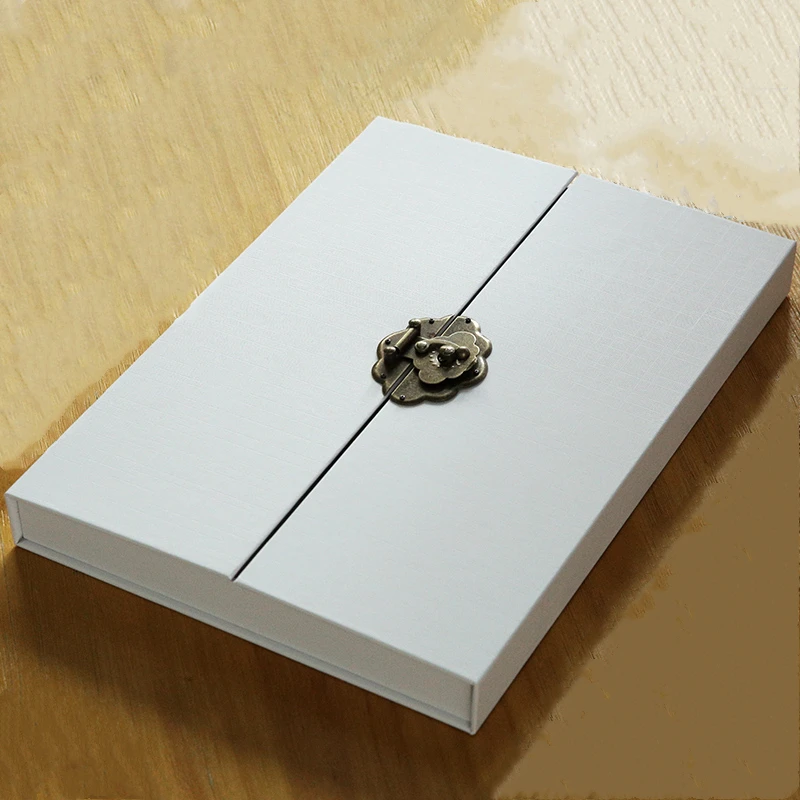 A4 White Paper Gift Case With Lock Empty Package Unisex Use Paper Storage Boxes Case Offical Use Box W015