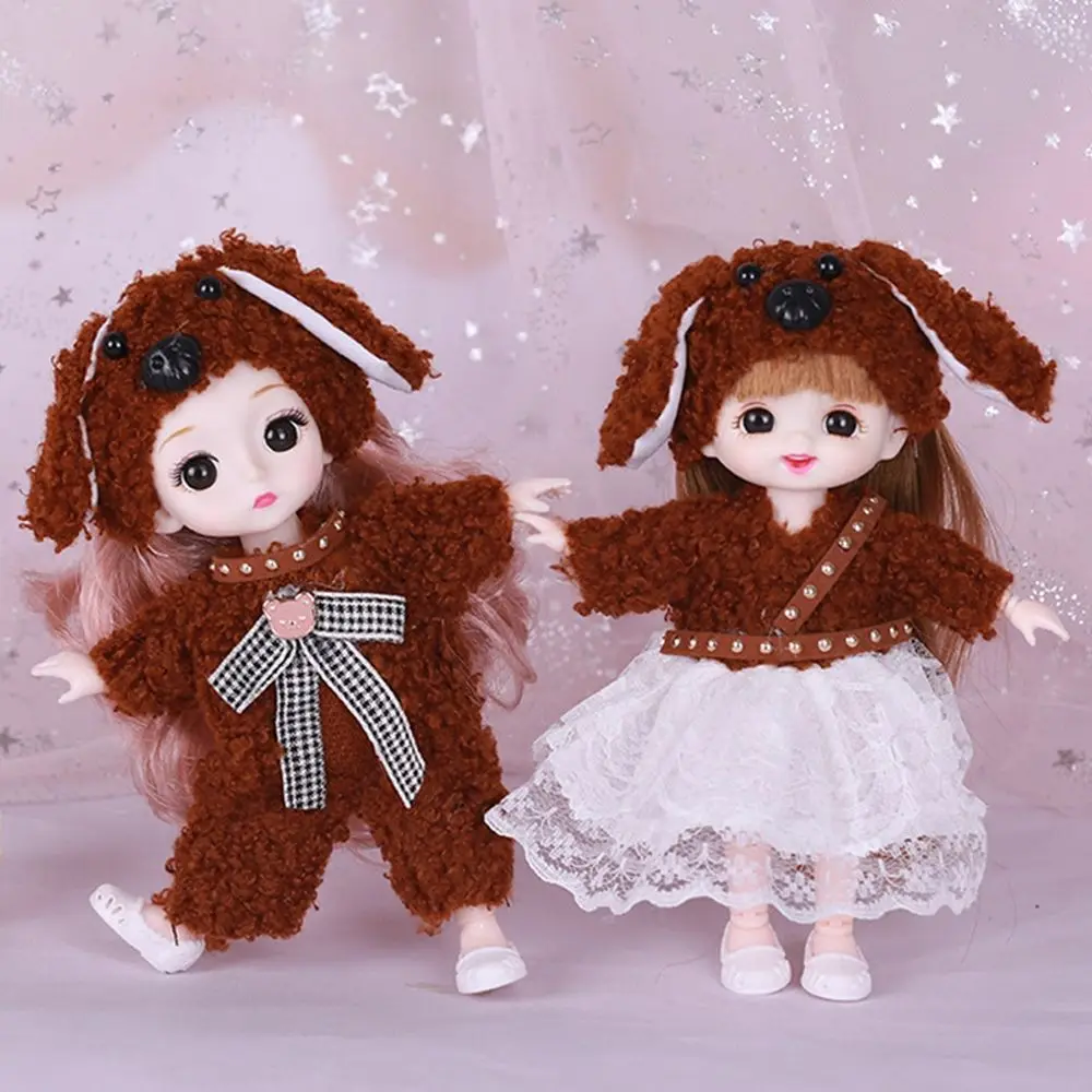 Cute Lace Doll Dress Top Jumpsuit Cartoon Animals Miniature Hat Suit For Ob11 16~17cm Doll Clothes Accessories