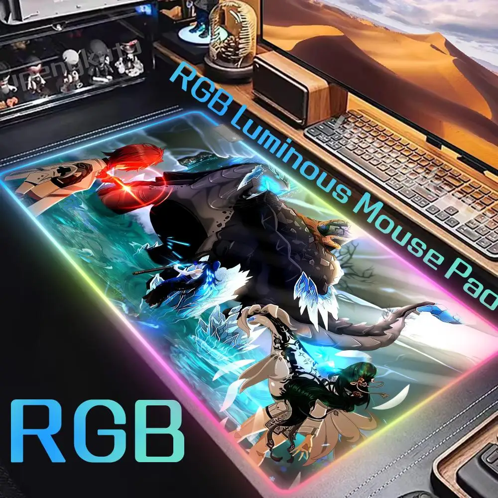 Gifts for boys locking W_wuthering Wavess Mouse Floor mats Office gadgets Pad Holiday gifts Hentai RGB Non-Slip Rubber Edge