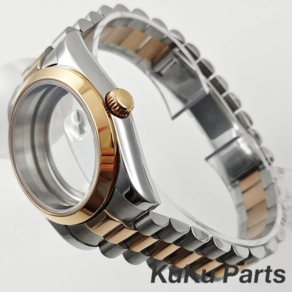 الرئاسية سوار 36 مللي متر/40 مللي متر الفضة ارتفع الياقوت ساعة كريستال الحال بالنسبة NH34 NH35 NH36 NH38 ETA2824 حركة 28.5 مللي متر الهاتفي