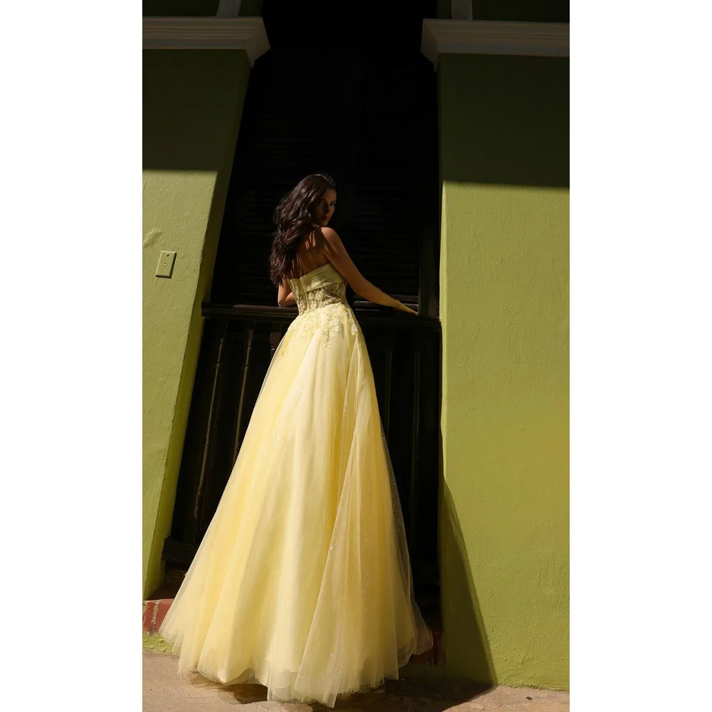 Exquisite Pink Yellow Women Prom Dresses Floor Length Sweetheart Sleeveless A-Line Fancy Flowers Smart Evening Party Gowns