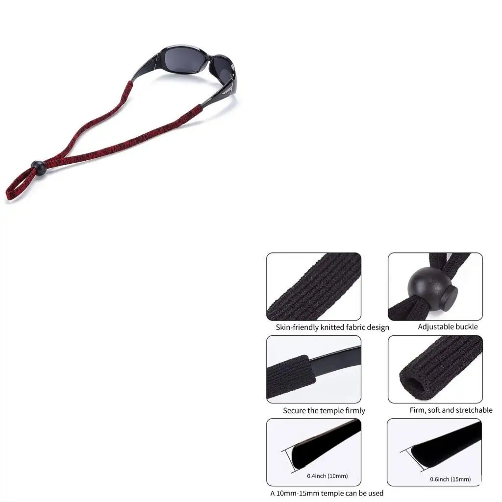 

652F Set of 6 Sports Eyewear Straps Adjustable Clasp Colorful Sports Band for Surfing Swimming Gear