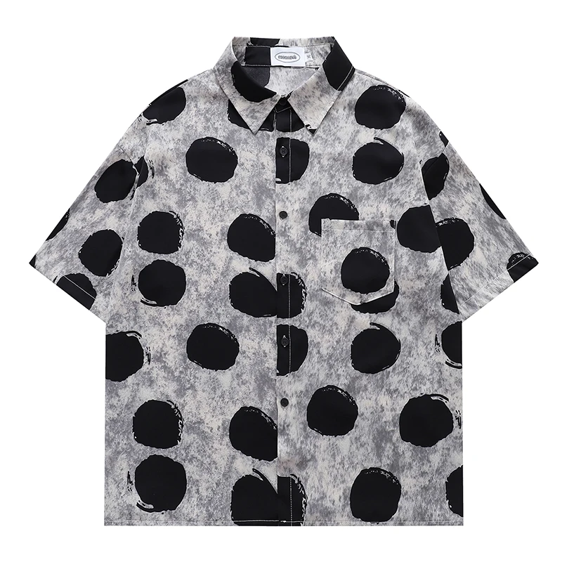 

Гавайские рубашки с темным принтом и значком, мужские летние каникулы, пляжные рубашки, одежда унисекс