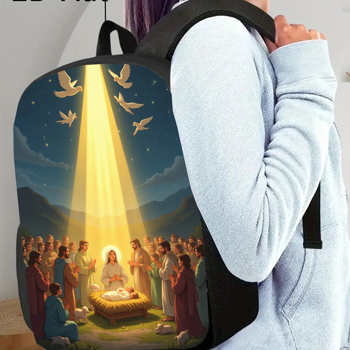 

Рюкзак с рождественским принтом, 1 шт., большой вместимости, 17 дюймов, повседневный рюкзак для ноутбука с держателем для бутылки с водой