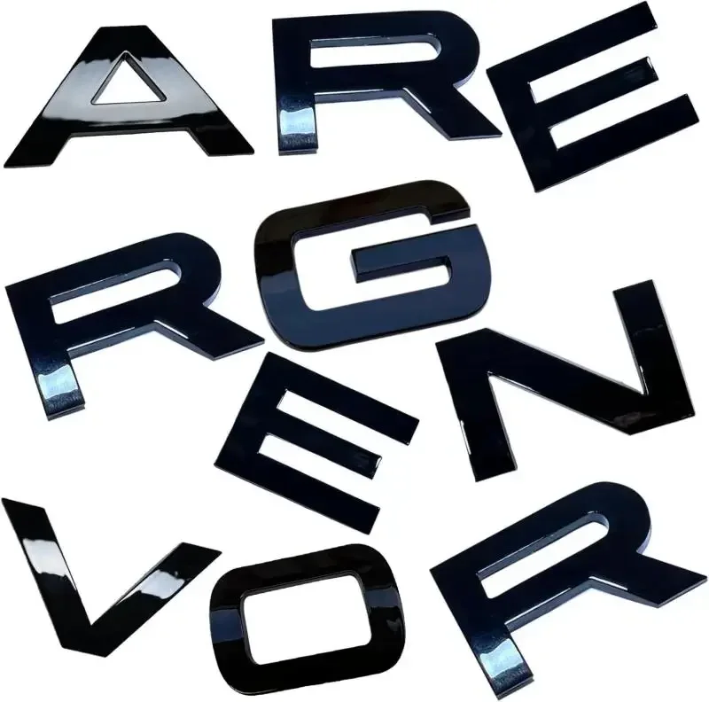 Car Emblem 3D Raised ABS Letter Decal Glossy Black Compatible with RxxxE and RxxxR Replacement for Front Grill Hood and Tailgate