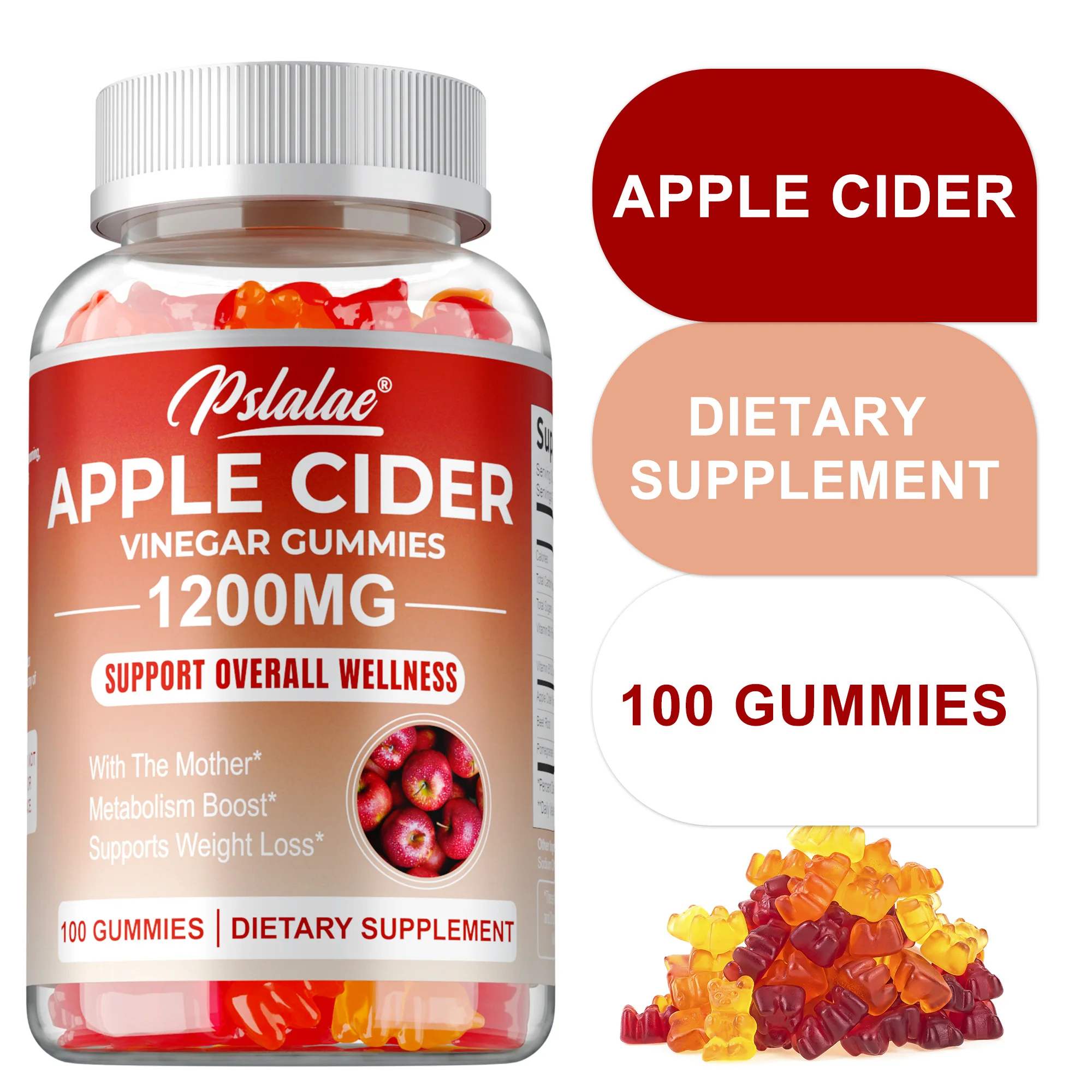 

Apple Cider Gummies - Reduces Bloating and Constipation, Improves Digestion, Boosts Immunity, Body Slimming, Weight Management