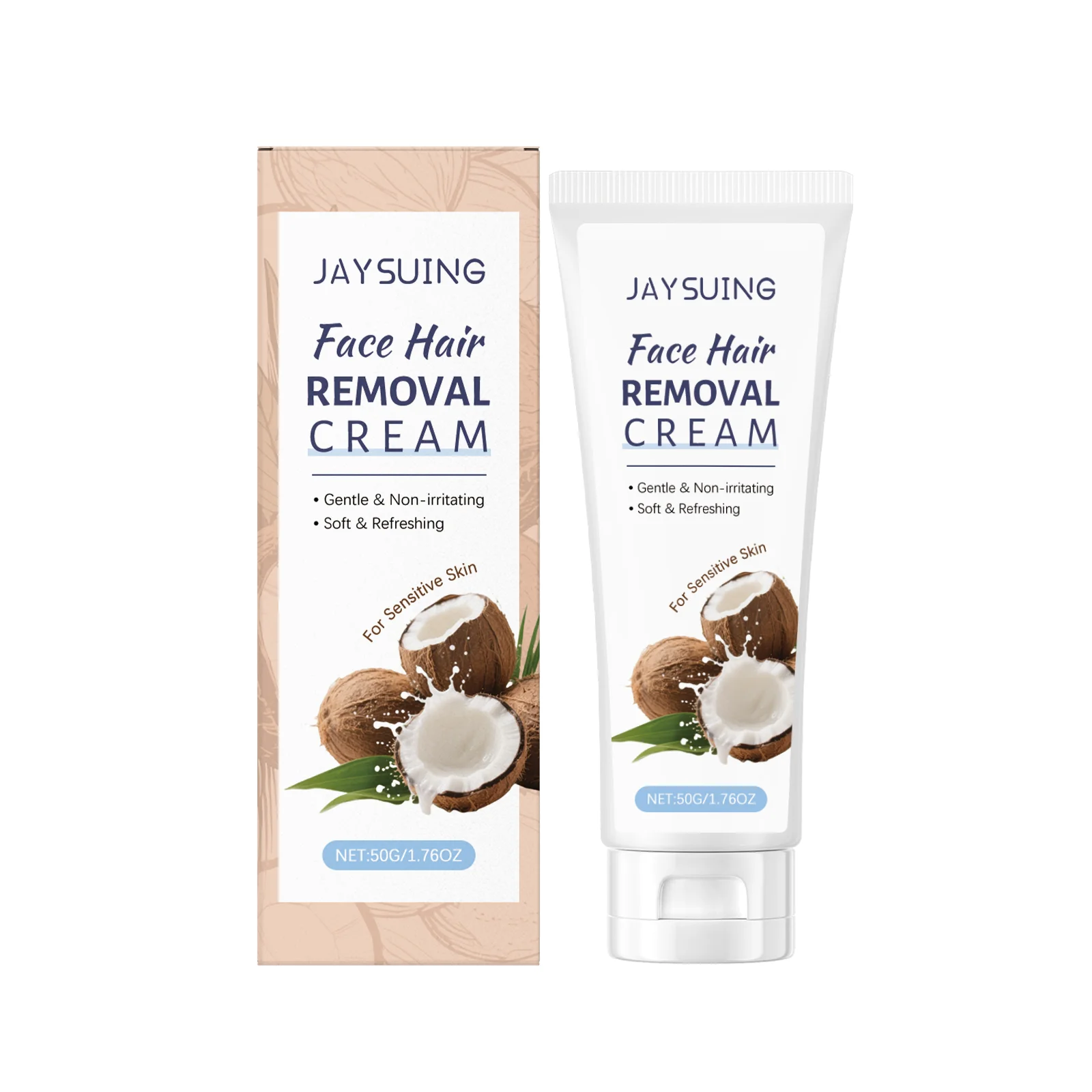 Facial Depilatory Cream Coconut Hair Removal Cream for Upper Lip Chin Painless Gentle Epilator Non-irritating Growth Inhibitor