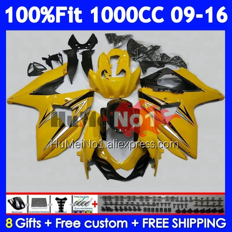 Injection Kit For SUZUKI GSXR-1000 Gloss yellow GSX-R1000 GSXR 1000 K9 120No.78 GSXR1000 2009 2010 2011 2012 13 14 15 16 Fairing