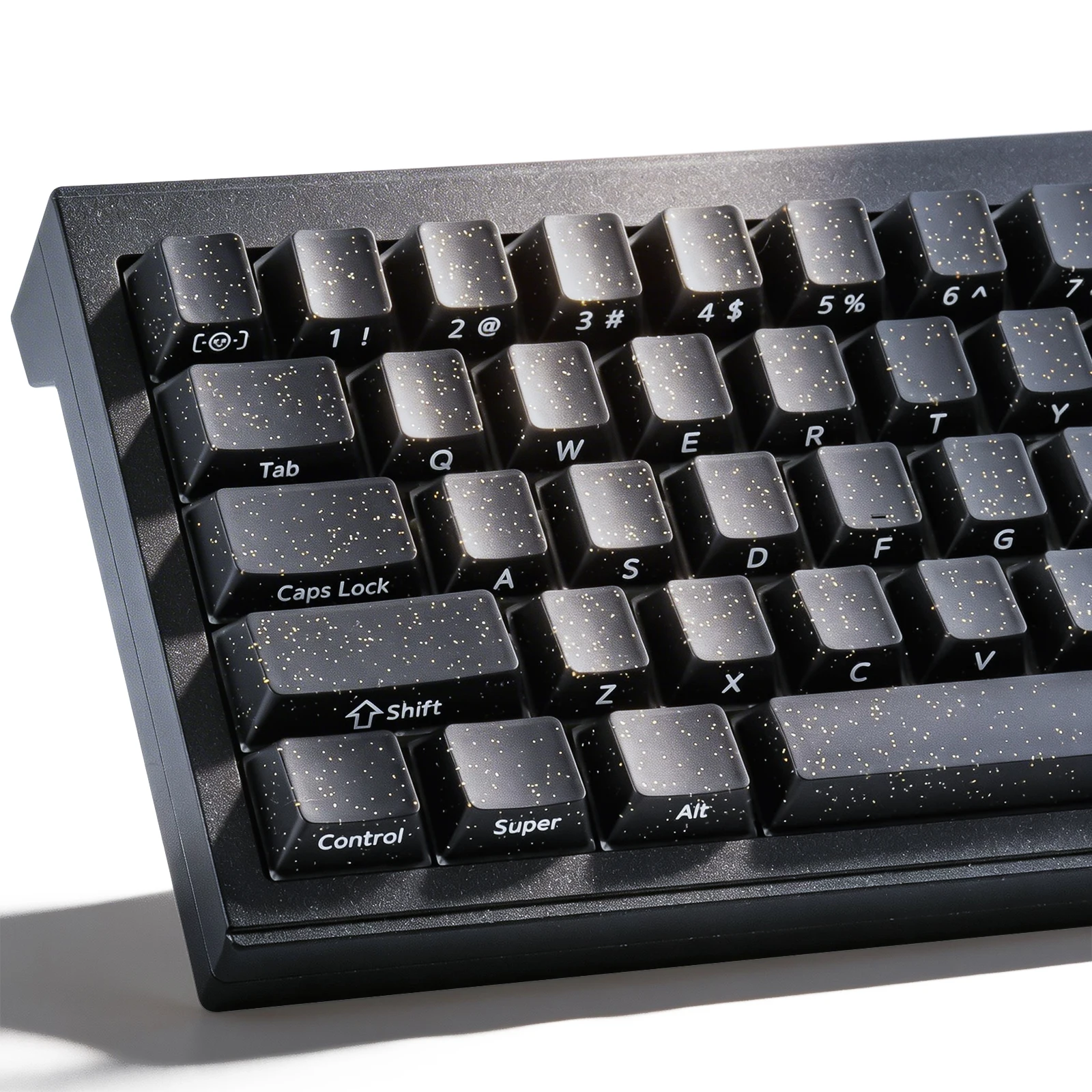 Velvet Jelly Black Keycaps with Gold Glitter Cherry Profile 126 Keys for Mechanical Keyboard